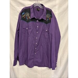 High Noon embroidered Dream Catcher Western Pearl Snap Long Sleeve 3XL